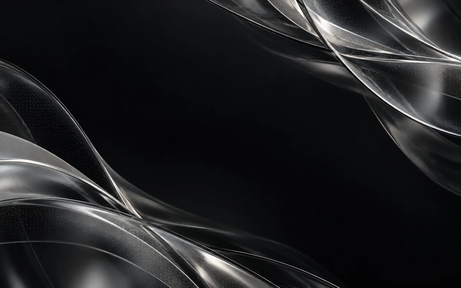 Abstract silver glass architecture in a dark field of fine matrix points